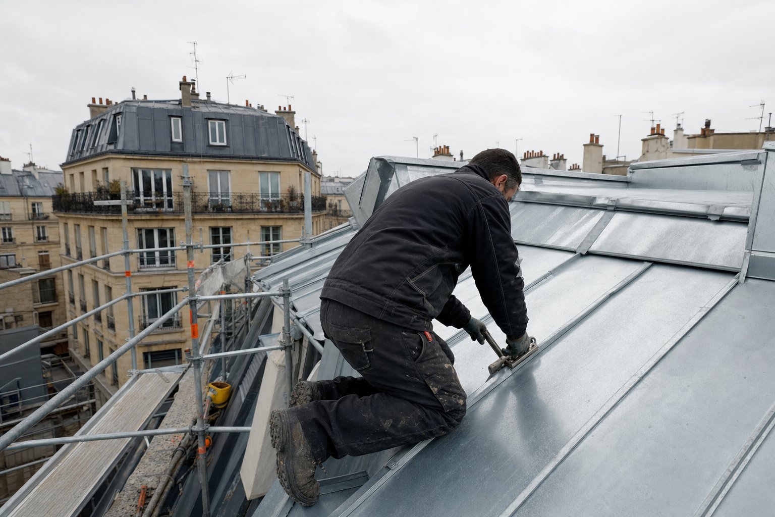 Prix d'une toiture en zinc au m² en 2026 : tarifs, devis et coûts réels (Paris & IDF)
