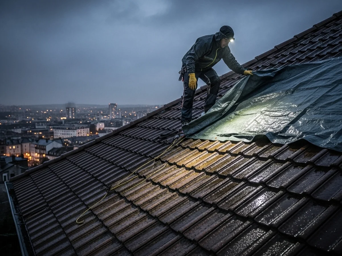 Réparation urgence fuite toiture 24h Île-de-France NR Couverture - Bâchage provisoire immédiat après tempête